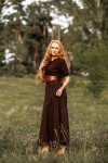 Robe à manches courtes "Melisande" Marron L