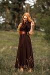 Robe à manches courtes "Melisande" Marron M