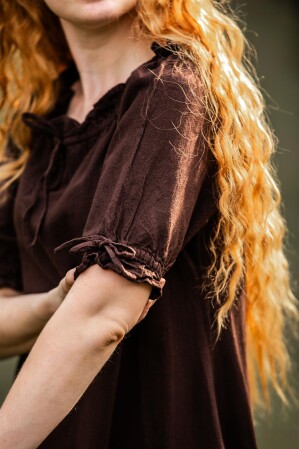 Floor-length short sleeve dress "Melisande" Brown XS