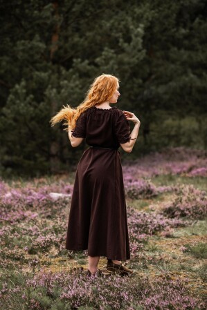 Floor-length short sleeve dress "Melisande" Brown XS