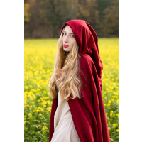 Wool cape with border and brooch "Daniel" Red