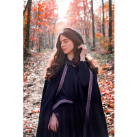Wool cape with border and brooch "Daniel" Black