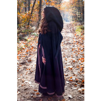 Wool cape with border and brooch "Daniel" Black
