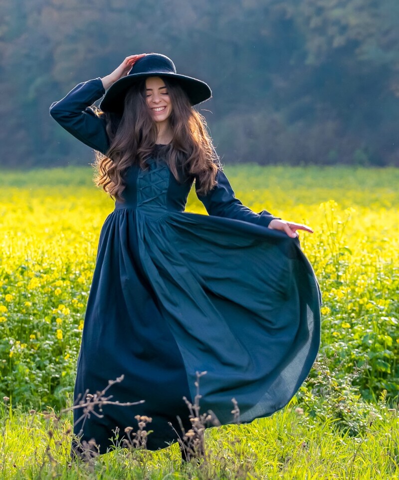 Robe médiévale "Medusa" Noir/Bleu S