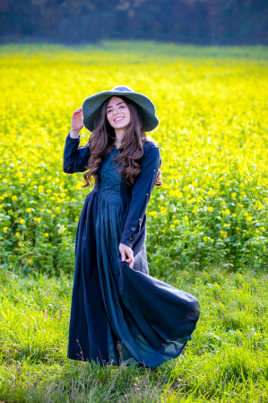 Robe médiévale "Medusa" Noir/Bleu S