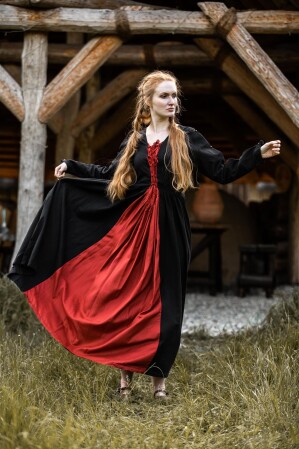 Vestido medieval "Medusa" Negro/Rojo XXL