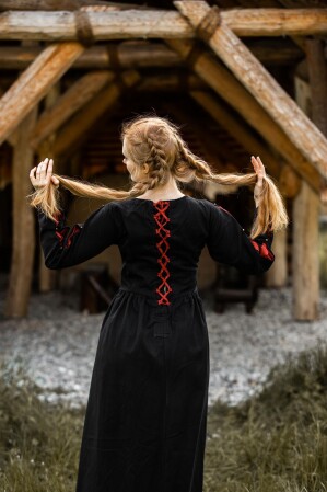 Vestido medieval "Medusa" Negro/Rojo XXL