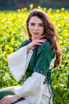Robe médiévale avec bordure "Sophie" Vert/Ècru S