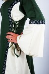 Robe médiévale avec bordure "Sophie" Vert/Ècru S