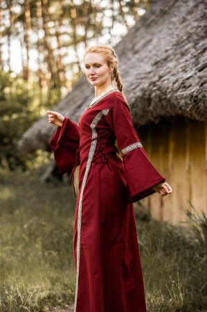 Abito medievale con bordo "Sophie" Rosso XXL