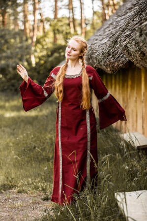 Mittelalterkleid mit Bordüre "Sophie" Rot XL