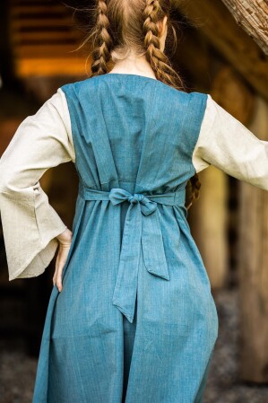 Abito medievale in cotone "Ilse" colomba Blu/Naturale L
