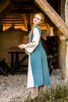 Robe médiévale en coton "Ilse" Bleu colombe/Ècru M