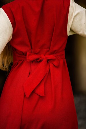 Mittelalter Baumwollkleid "Ilse" Rot/Natur XXXL
