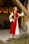 Mittelalter Baumwollkleid "Ilse" Rot/Natur XXXL