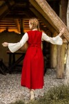 Robe médiévale en coton "Ilse" Rouge/Ècru L