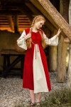 Vestido medieval de algodón "Ilse" Rojo/Natural S