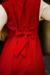Vestido medieval de algodón "Ilse" Rojo/Natural S