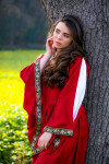 Noble viscose dress "Ivette" Red/White L