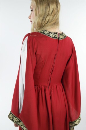 Edles Viskosekleid "Ivette" Rot/Weiß XS