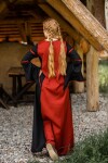 Viskosekleid mit Trompetenärmeln "Berblin" Schwarz/Rot XS