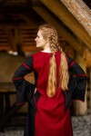 Viskosekleid mit Trompetenärmeln "Berblin" Schwarz/Rot XS