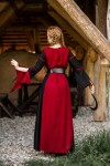 Viskosekleid mit Trompetenärmeln "Berblin" Schwarz/Rot XS