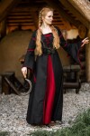 Viskosekleid mit Trompetenärmeln "Berblin" Schwarz/Rot XS