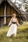 Bodenlanges Langarmkleid "Mechthild" Hanffarben L