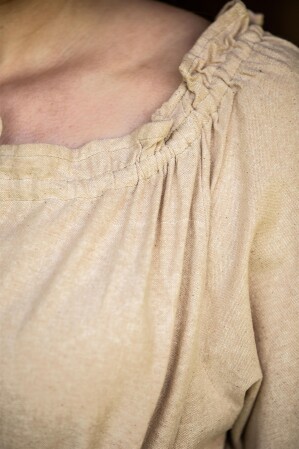 Bodenlanges Langarmkleid "Mechthild" Hanffarben XS