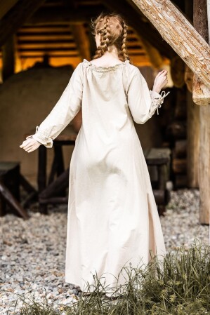 Bodenlanges Langarmkleid "Mechthild" Hanffarben XS