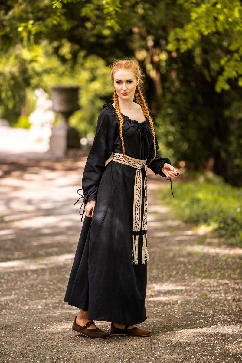 Bodenlanges Langarmkleid "Mechthild" Schwarz XS