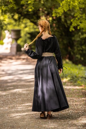 Bodenlanges Langarmkleid "Mechthild" Schwarz XS