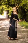 Bodenlanges Langarmkleid "Mechthild" Schwarz XS