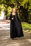 Bodenlanges Langarmkleid "Mechthild" Schwarz XS