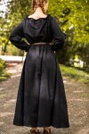 Bodenlanges Langarmkleid "Mechthild" Schwarz XS