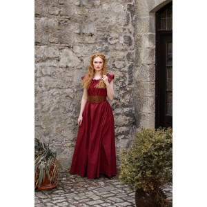 Bodenlanges Kleid mit Schulterrüsche "Clara" Rot S/M