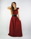 Bodenlanges Kleid mit Schulterrüsche "Clara" Rot S/M