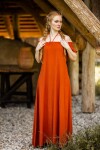 Floor-length dress with shoulder ruffle "Clara" Rust L/XL