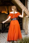 Robe longue à volants aux épaules "Clara" Rust S/M