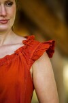Robe longue à volants aux épaules "Clara" Rust S/M