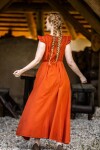 Robe longue à volants aux épaules "Clara" Rust S/M