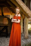 Robe longue à volants aux épaules "Clara" Rust S/M