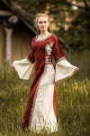 Vestido medieval con borde "Sophie" Rojo/Natural S