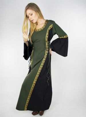 Abito medievale con bordo "Sophie" Verde/Nero L