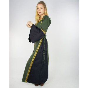 Vestido medieval con borde "Sophie" Verde/Negro XS