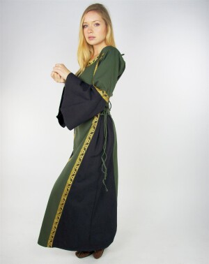 Robe médiévale avec bordure "Sophie" Vert / Noir XS