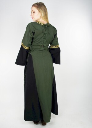 Robe médiévale avec bordure "Sophie" Vert / Noir XS