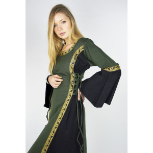 Robe médiévale avec bordure "Sophie" Vert / Noir XS