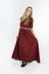 Noble robe à manches courtes avec bordure "Ennlin" Rouge S
